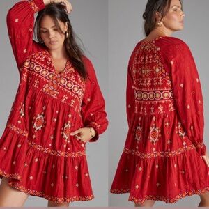 ANTHRO M Niamh Embroidered Tunic Dress-boho chic! Embroidered detailing all over